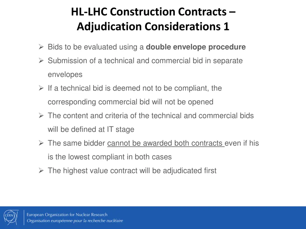 hl lhc construction contracts adjudication