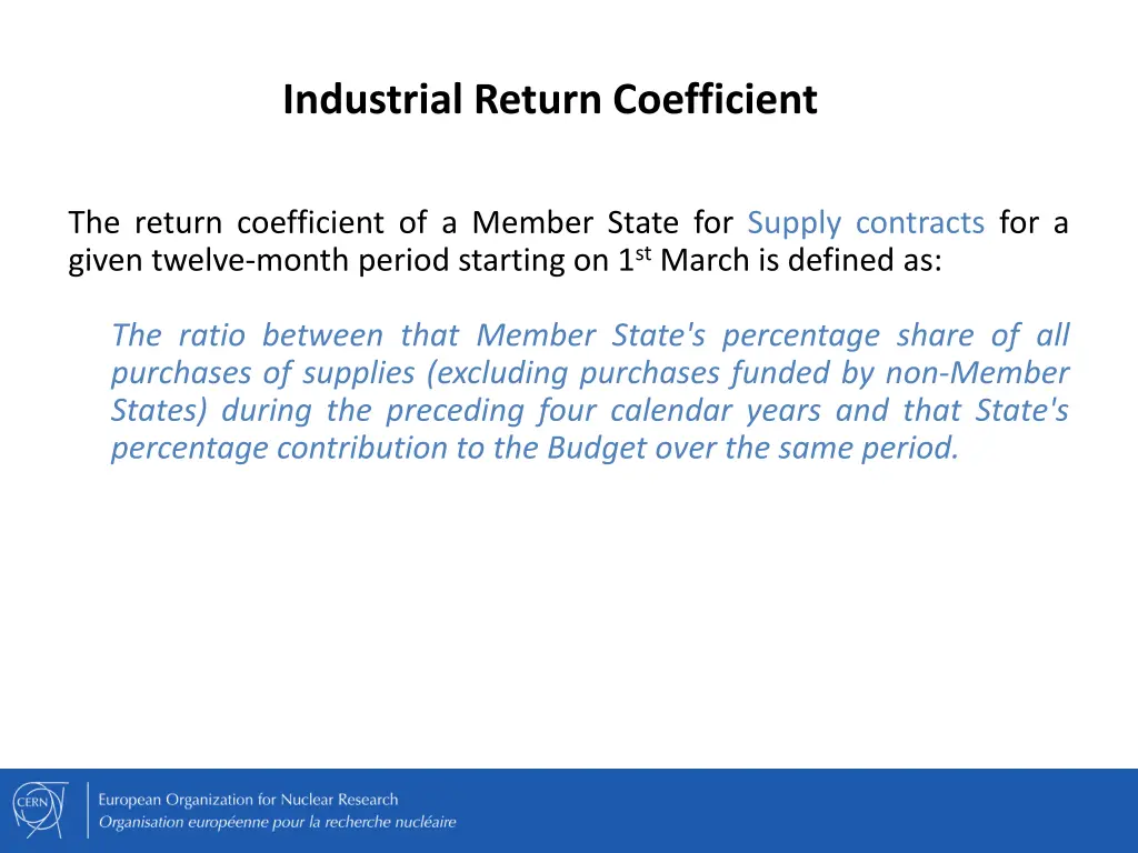 industrial return coefficient