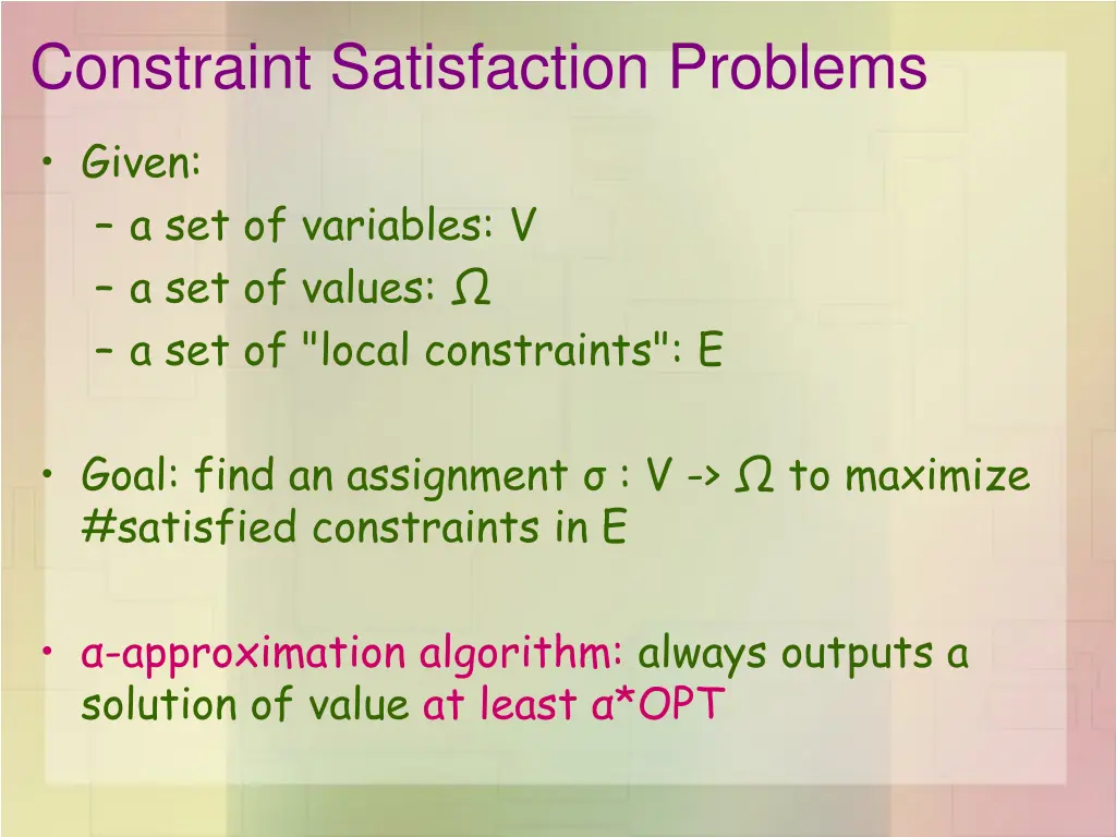 constraint satisfaction problems