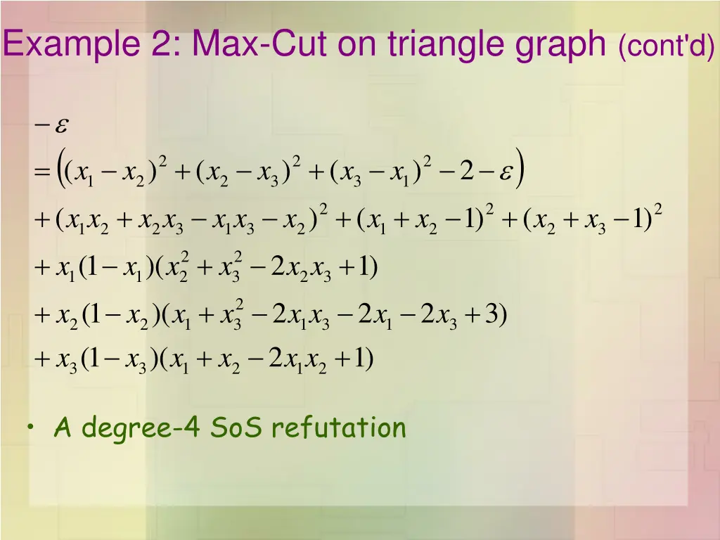 example 2 max cut on triangle graph cont d