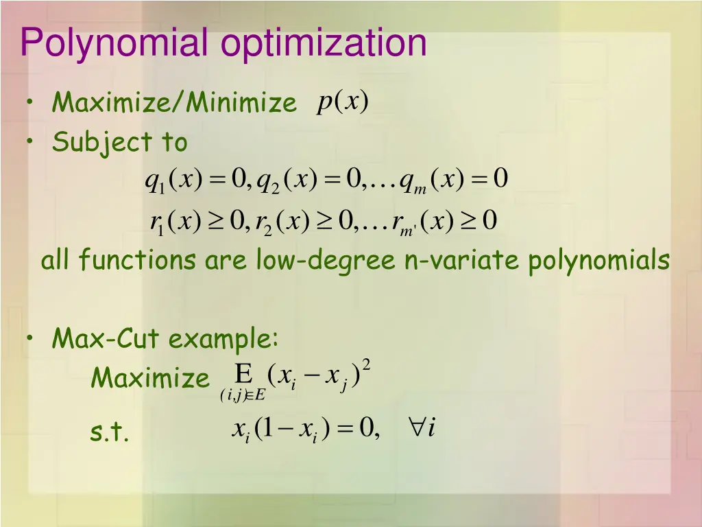 polynomial optimization