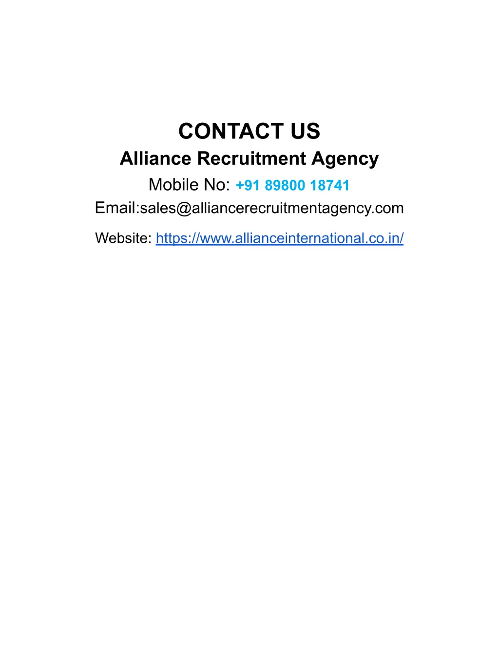 contact us alliance recruitment agency mobile