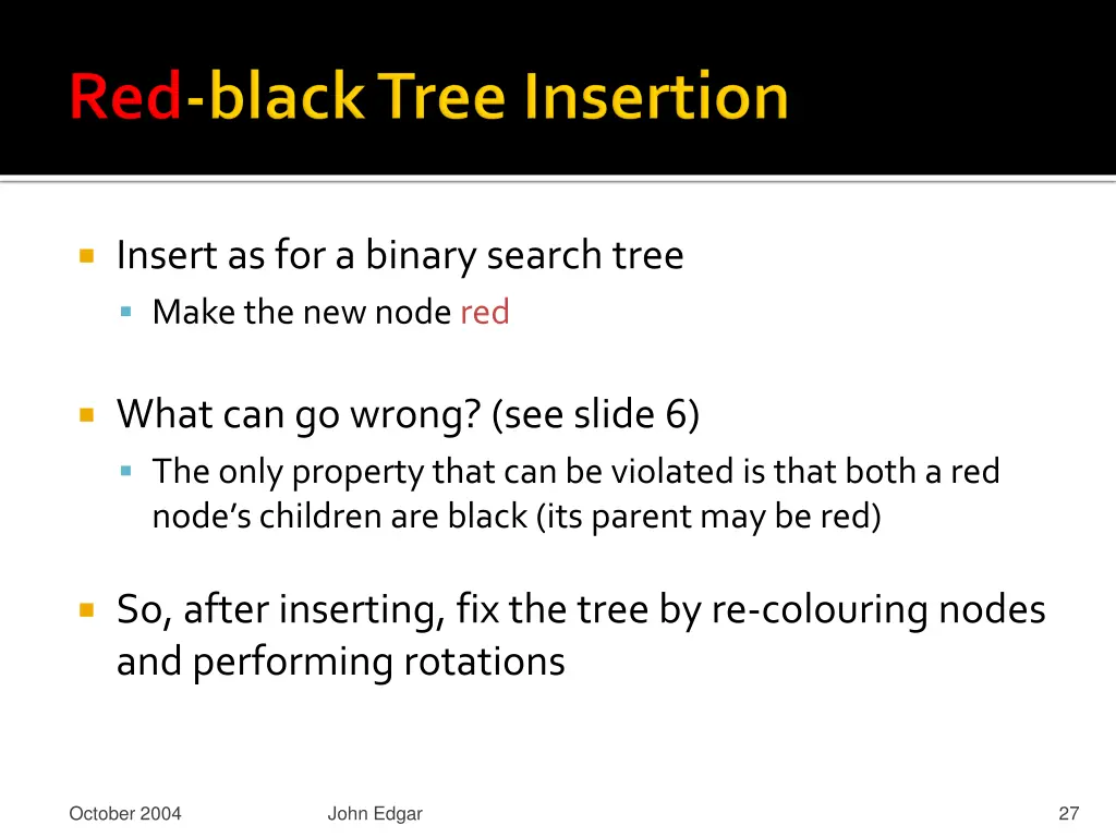 insert as for a binary search tree make 1