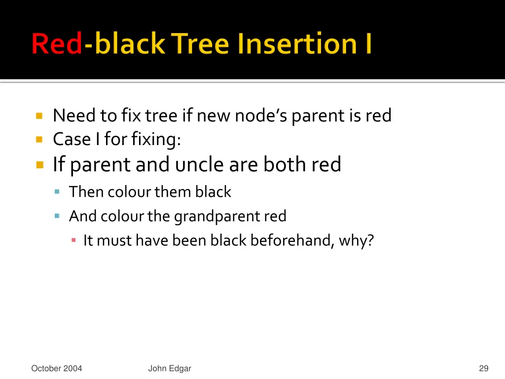 need to fix tree if new node s parent is red case