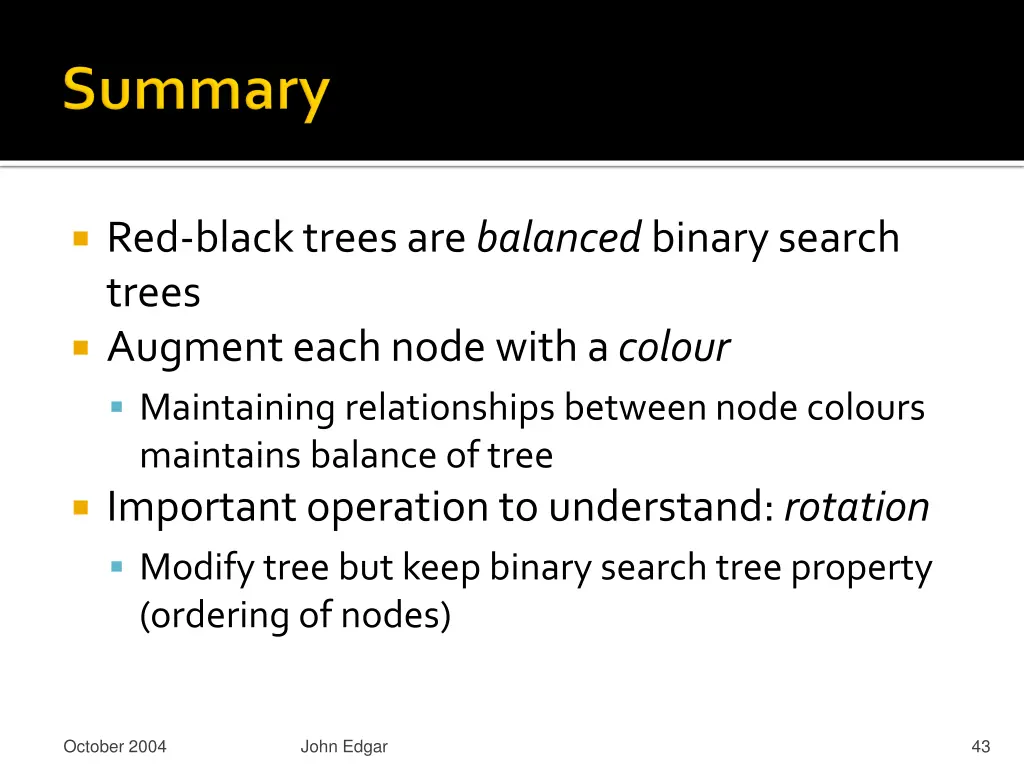 red black trees are balanced binary search trees