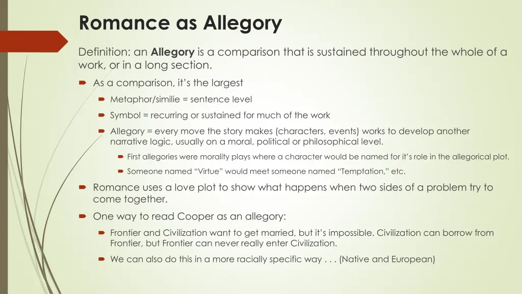 romance as allegory