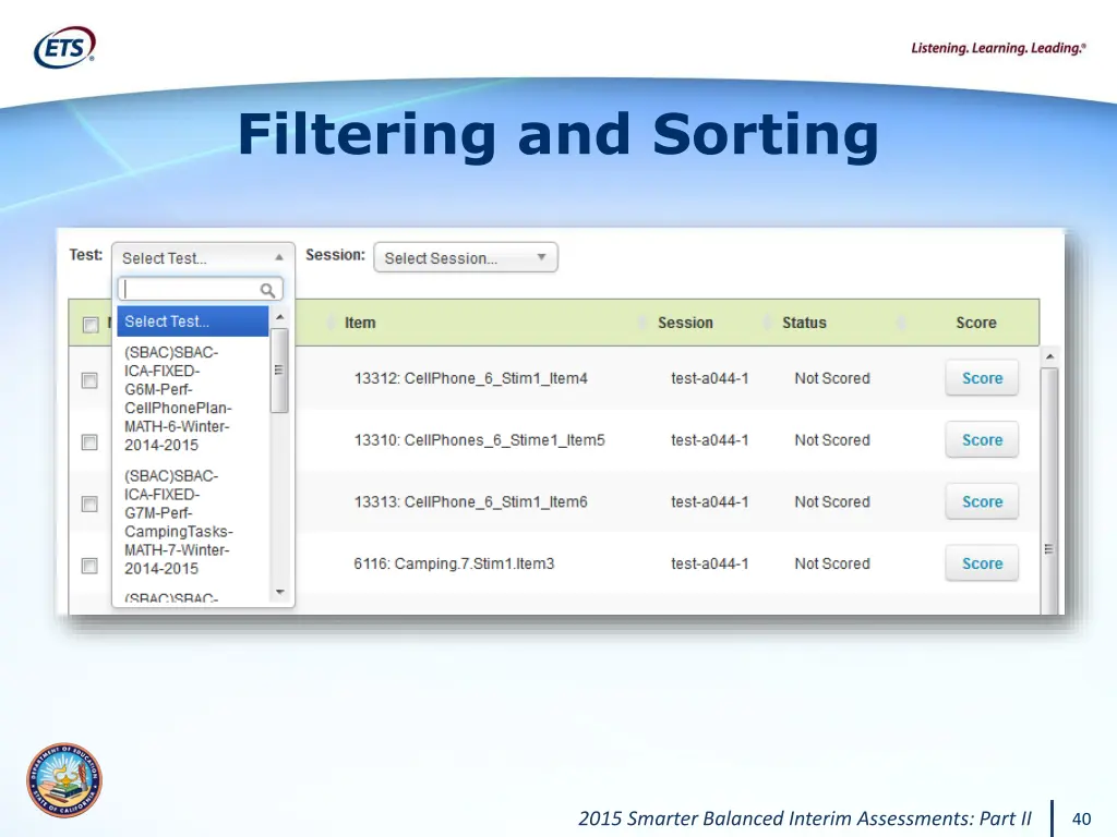 filtering and sorting