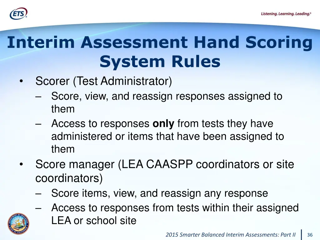 interim assessment hand scoring system rules