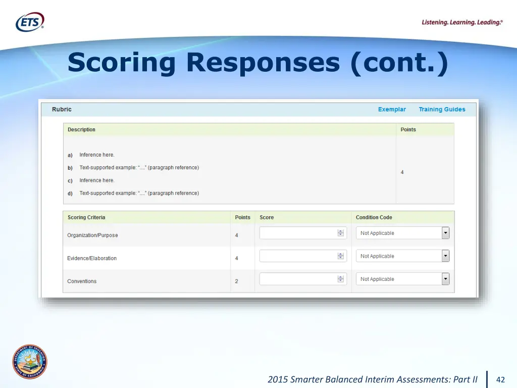 scoring responses cont