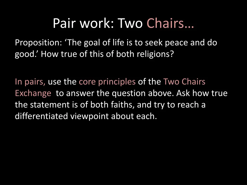 pair work two chairs