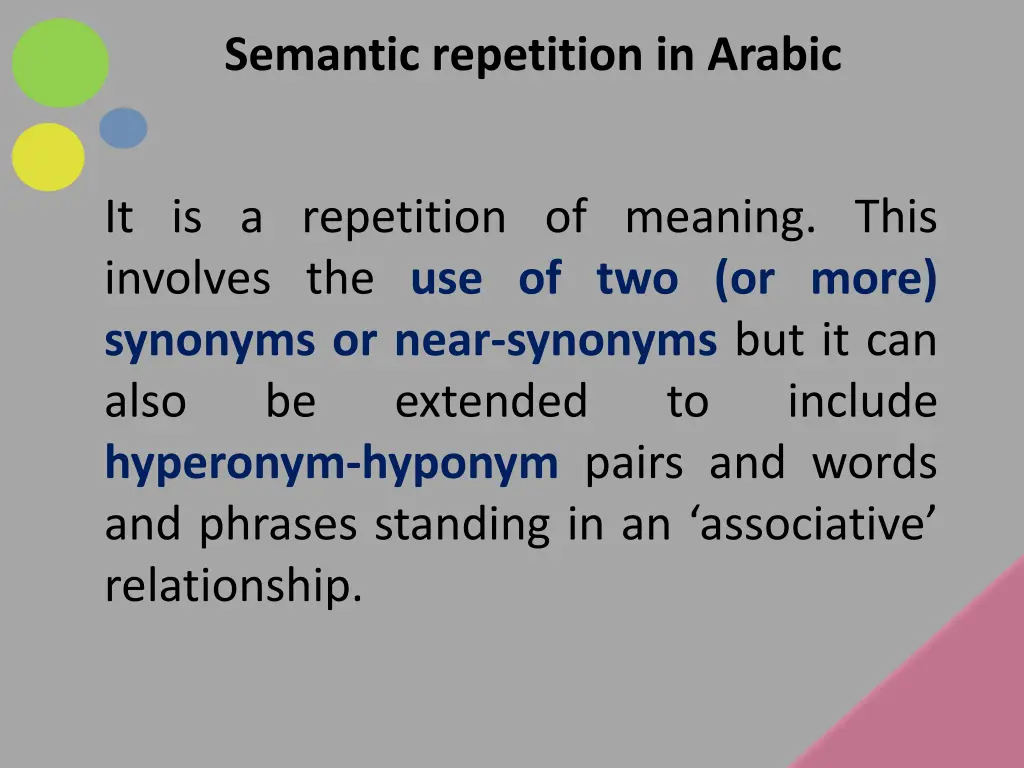 semantic repetition in arabic