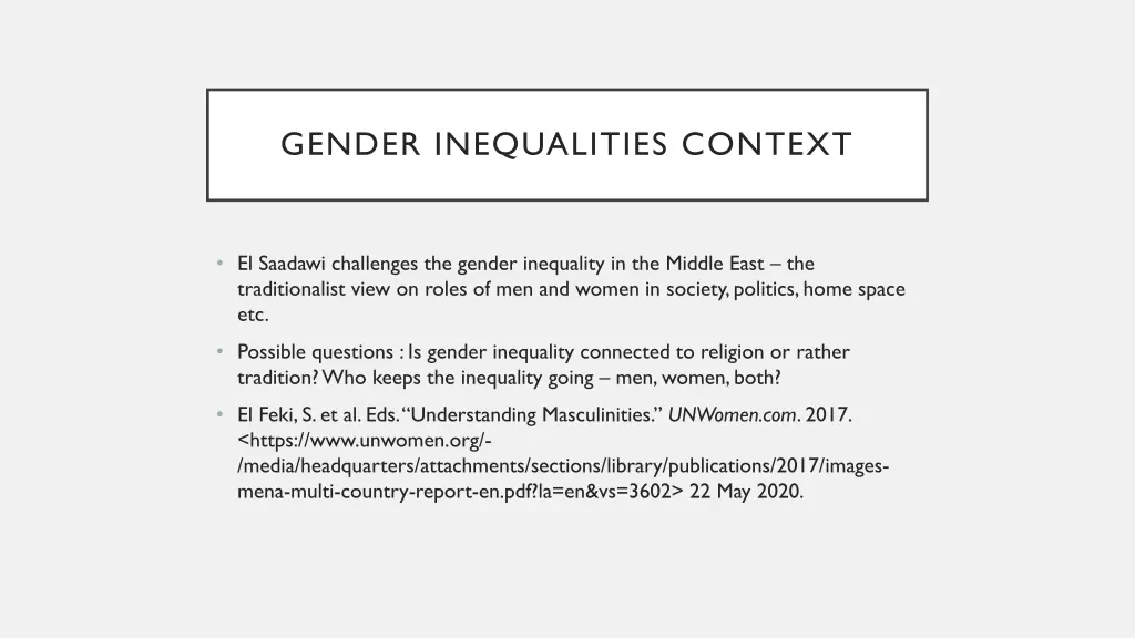 gender inequalities context