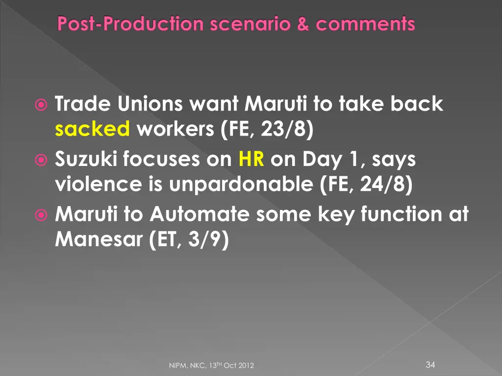 post production scenario comments 1