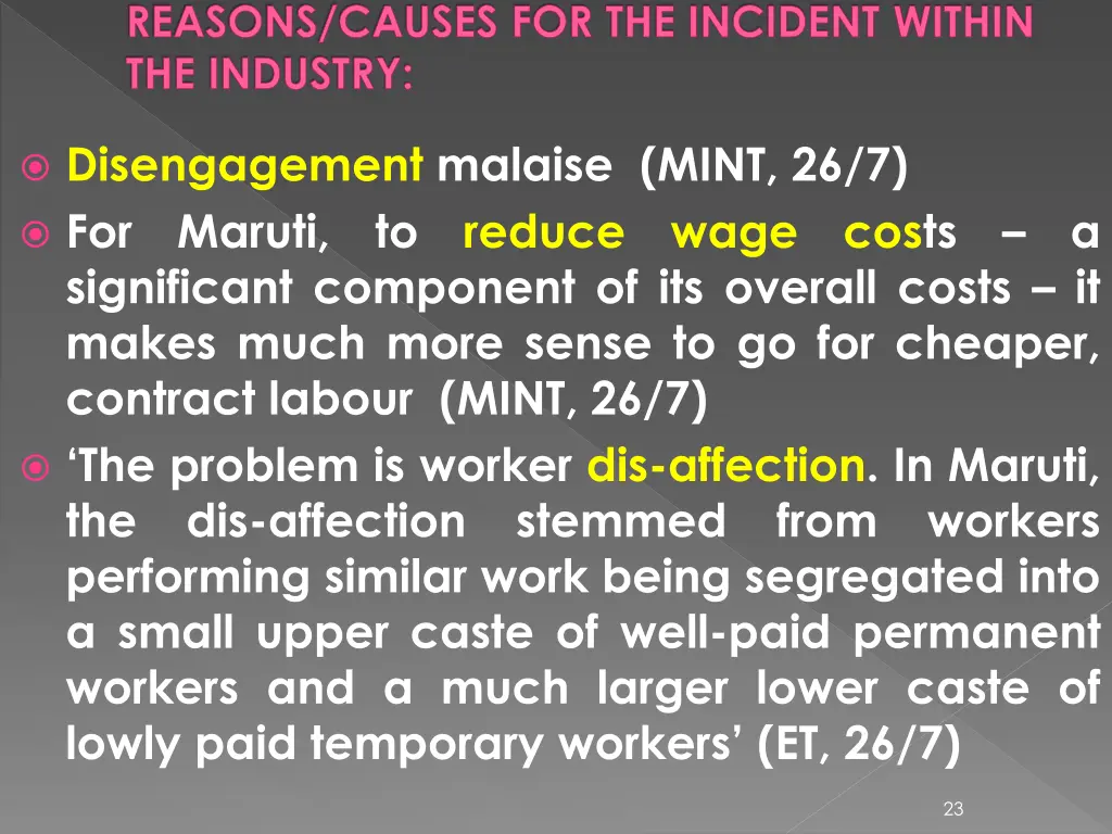 reasons causes for the incident within 3