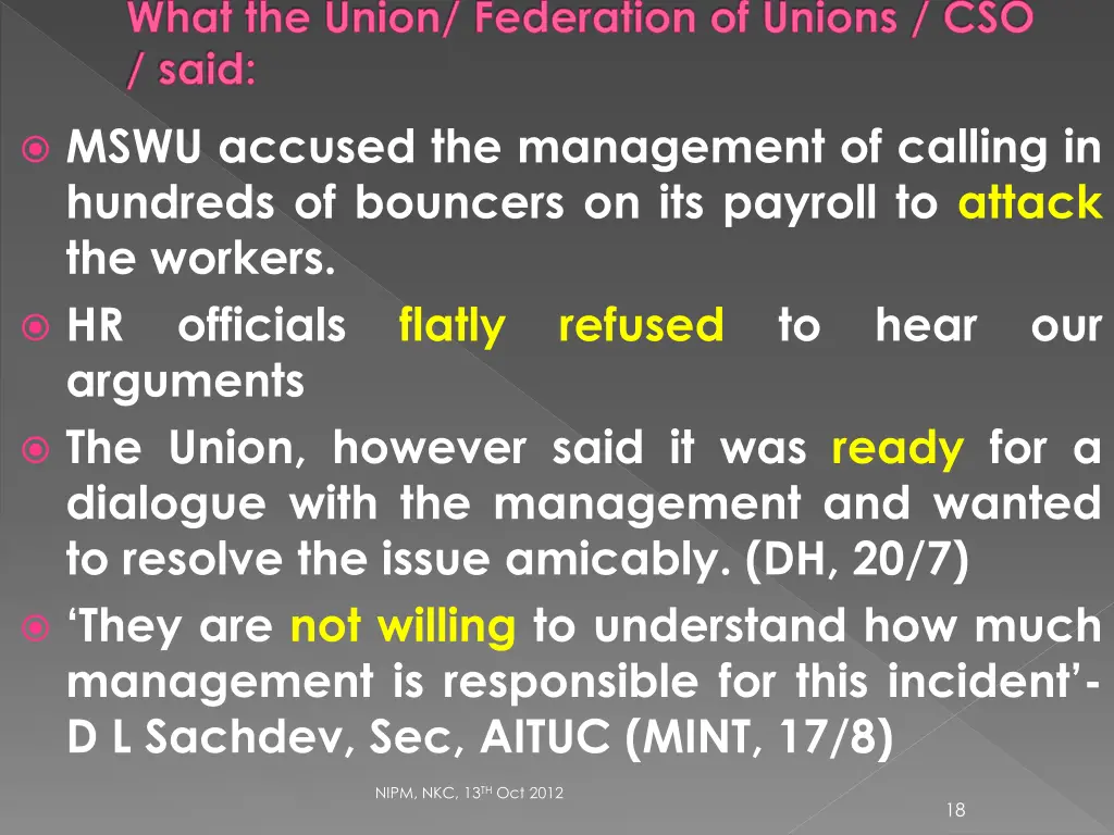 what the union federation of unions cso said