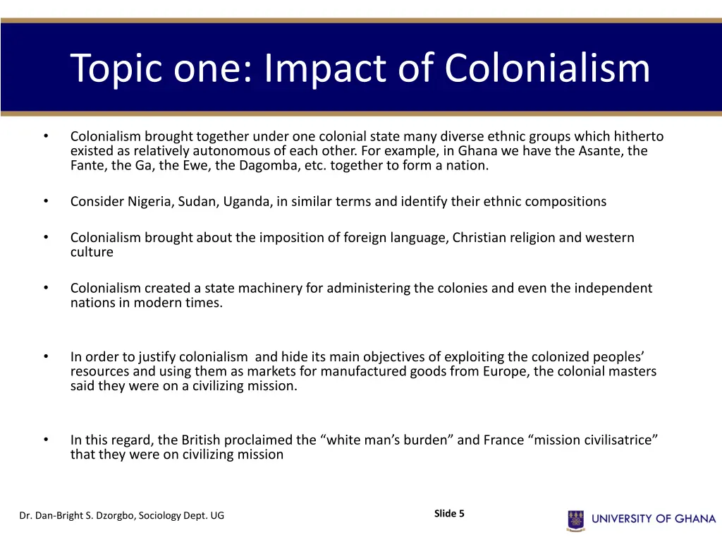 topic one impact of colonialism