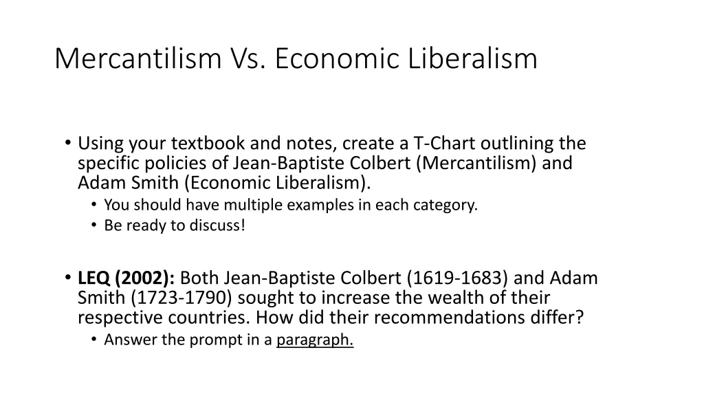 mercantilism vs economic liberalism