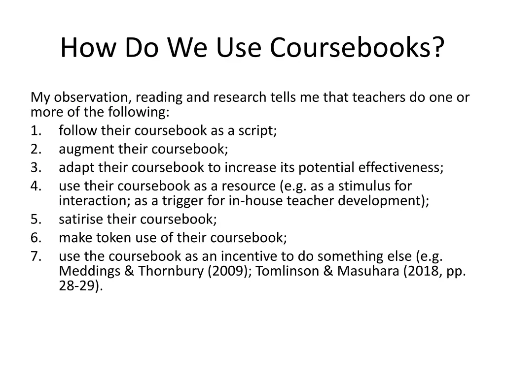 how do we use coursebooks