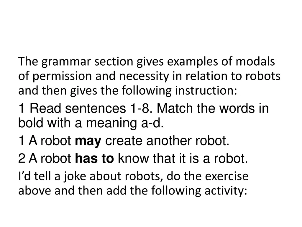 the grammar section gives examples of modals