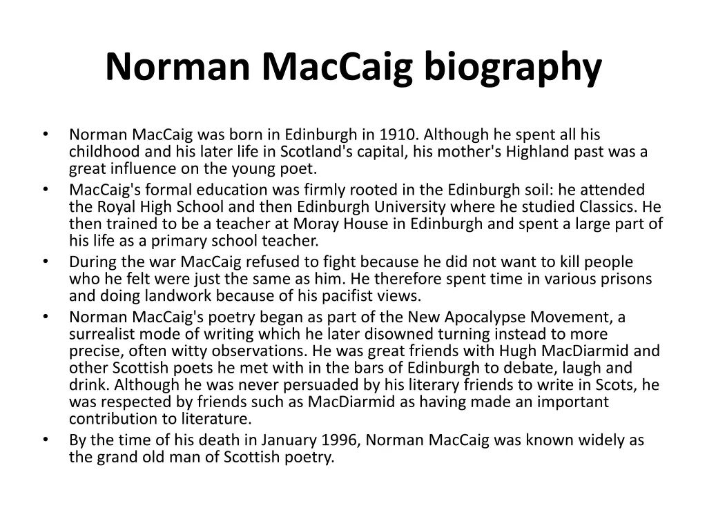 norman maccaig biography