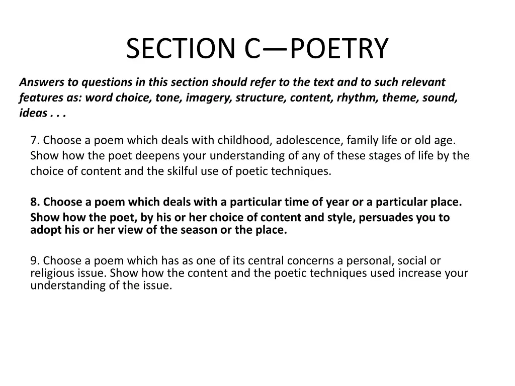 section c poetry