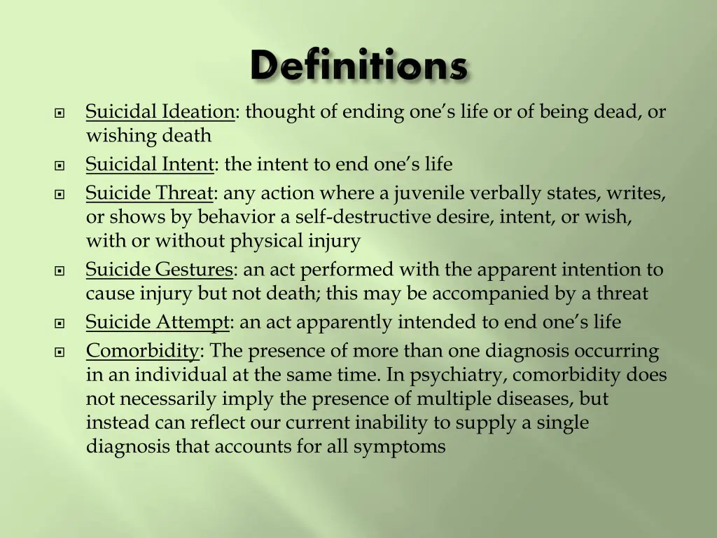 suicidal ideation thought of ending one s life