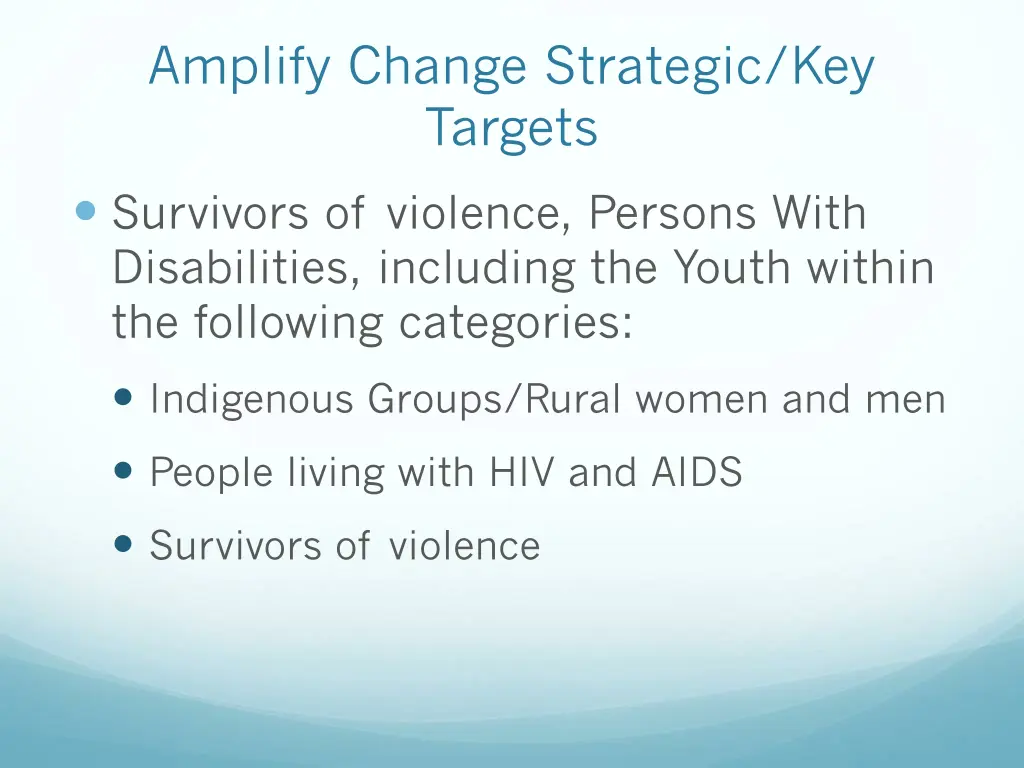 amplify change strategic key targets