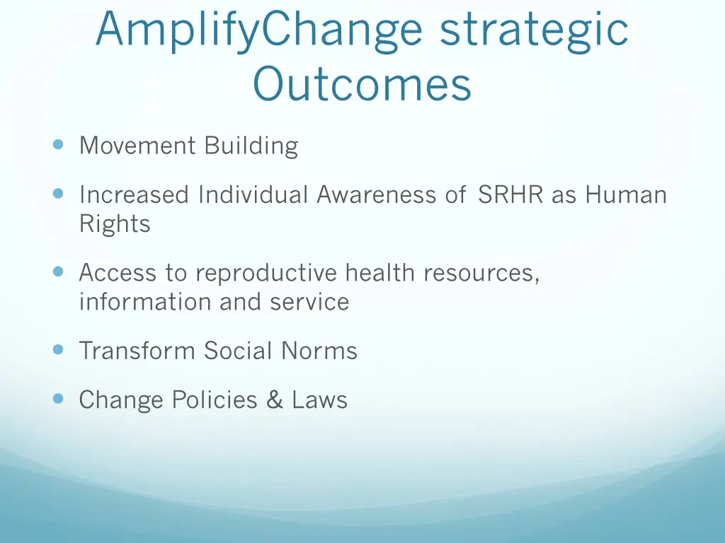 amplifychange strategic outcomes