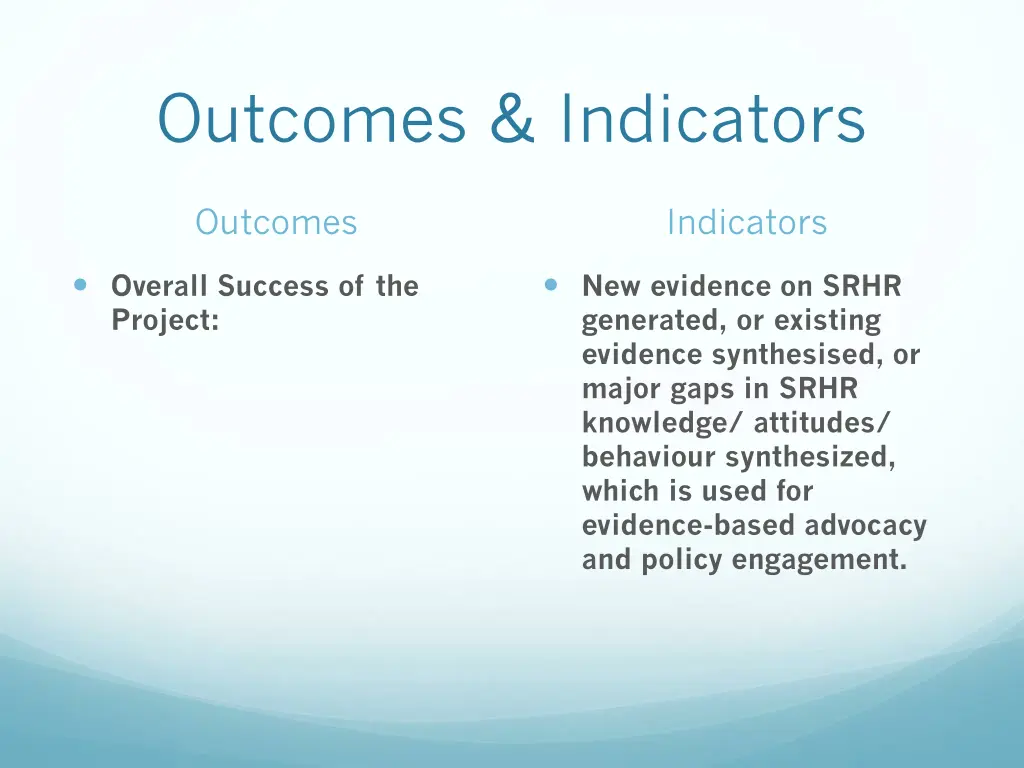 outcomes indicators