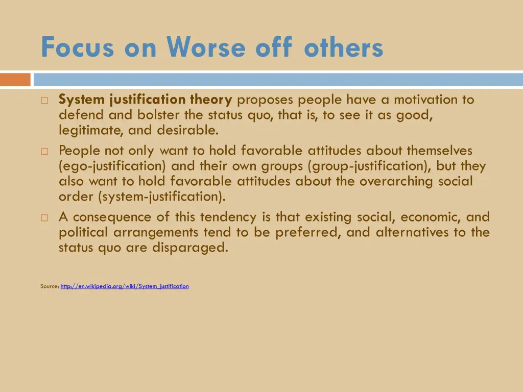 focus on worse off others