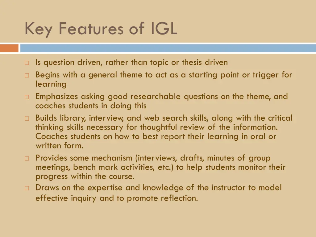 key features of igl