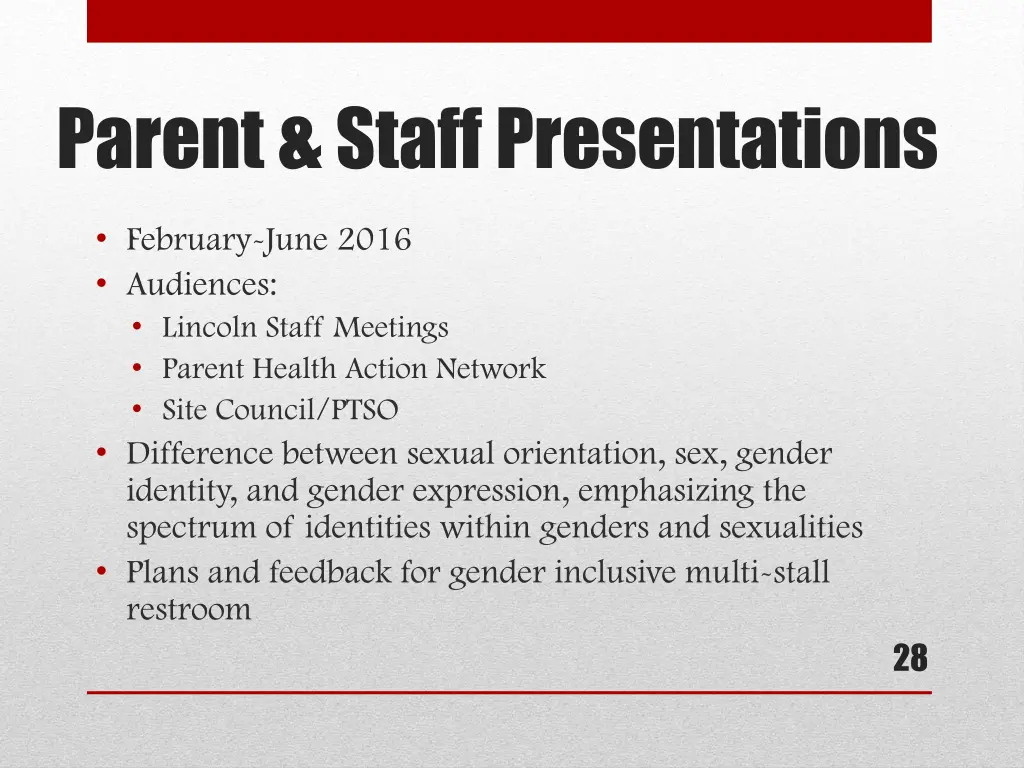 parent staff presentations