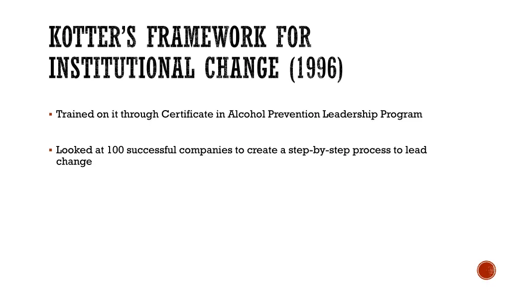 kotter s framework for institutional change 1996