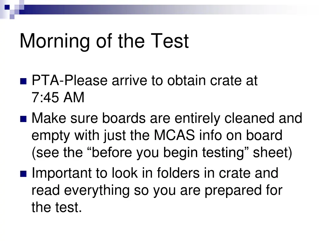 morning of the test