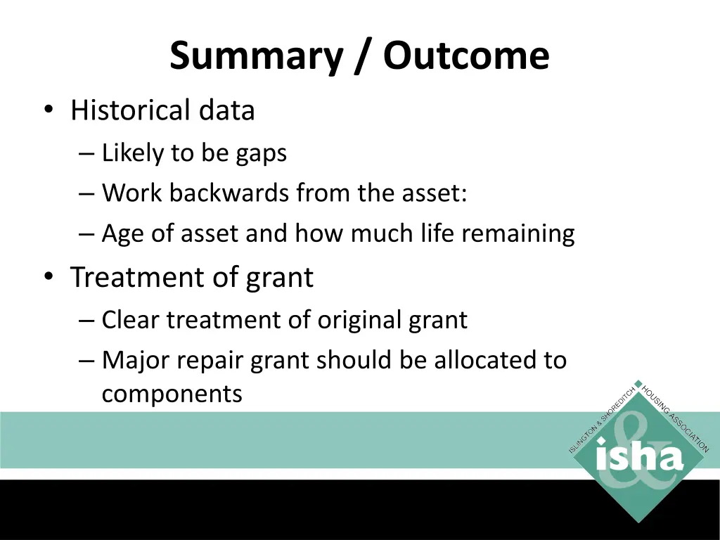 summary outcome historical data likely to be gaps