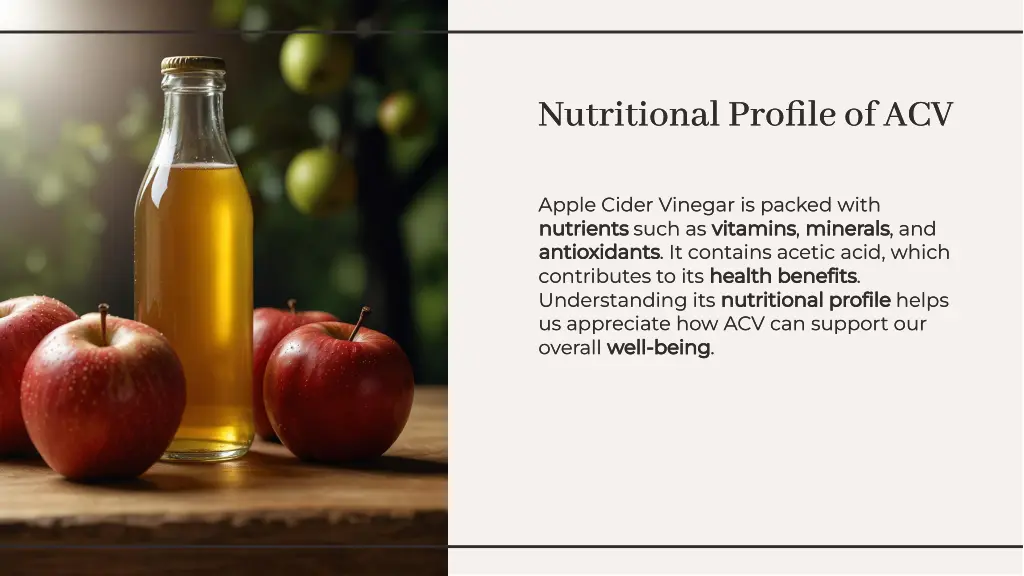 nutritional profile of acv nutritional profile