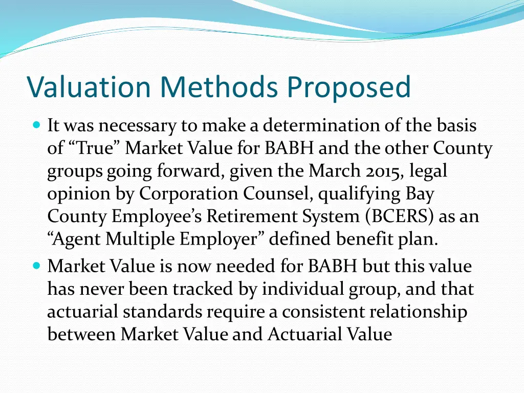 valuation methods proposed