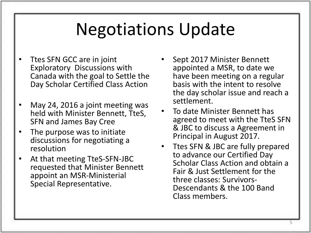 negotiations update