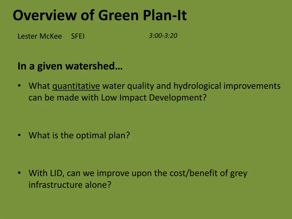 overview of green plan it