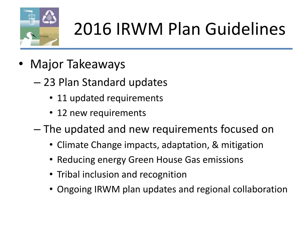 2016 irwm plan guidelines