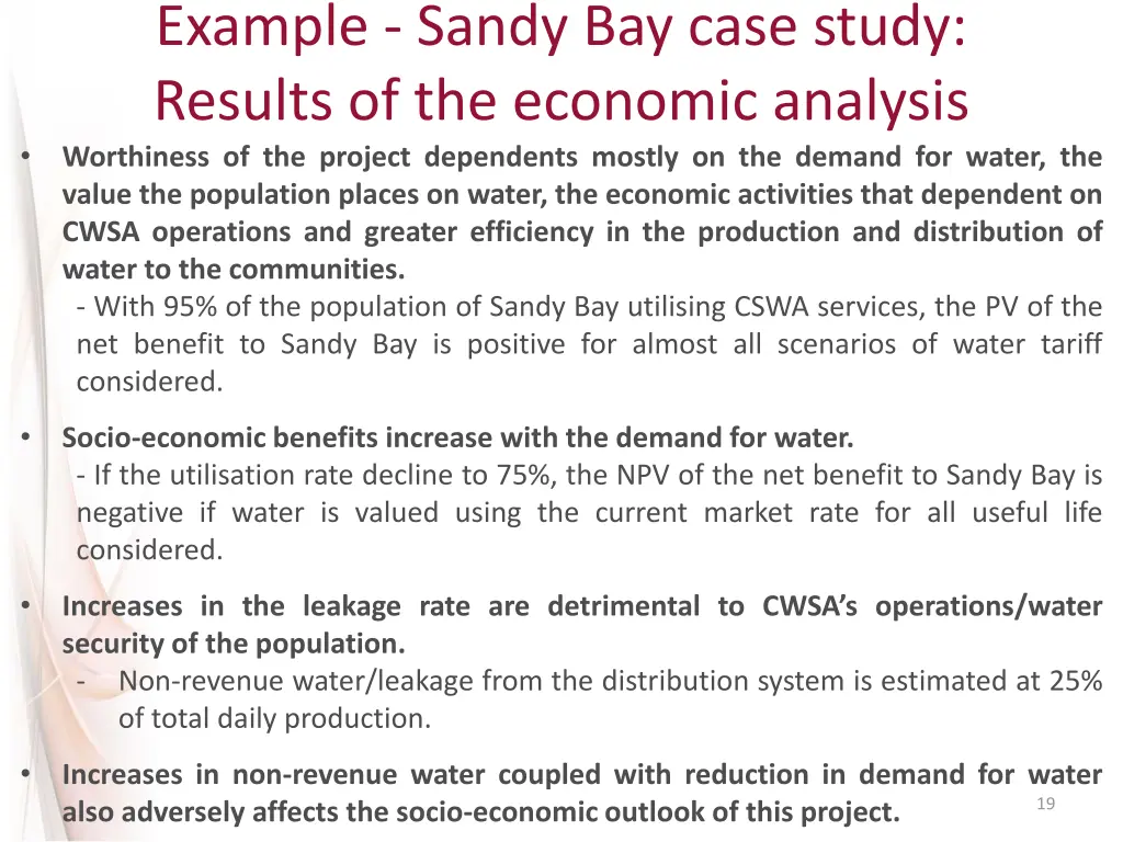 example sandy bay case study results 1