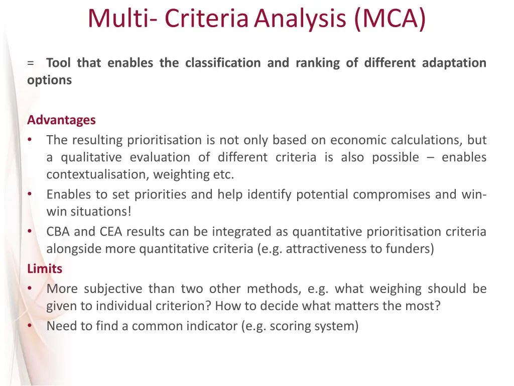 multi criteria analysis mca