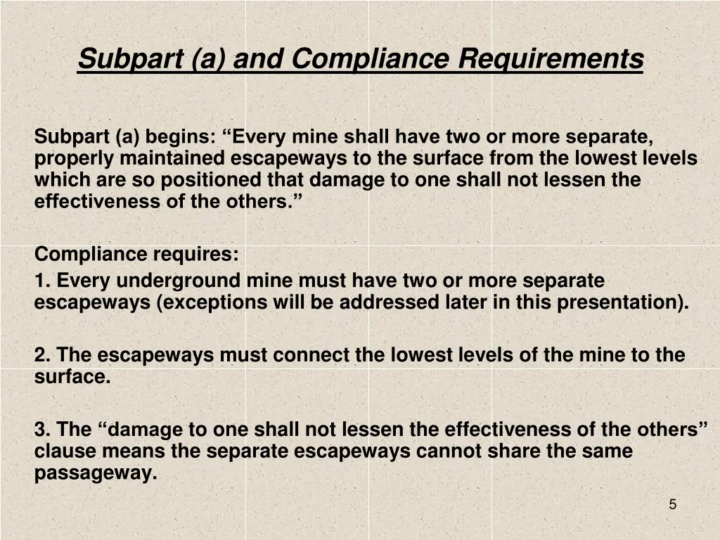 subpart a and compliance requirements