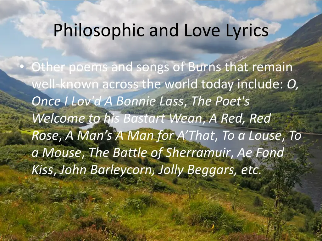 philosophic and love lyrics