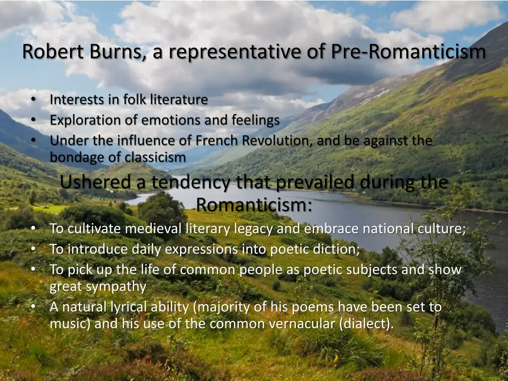 robert burns a representative of pre romanticism