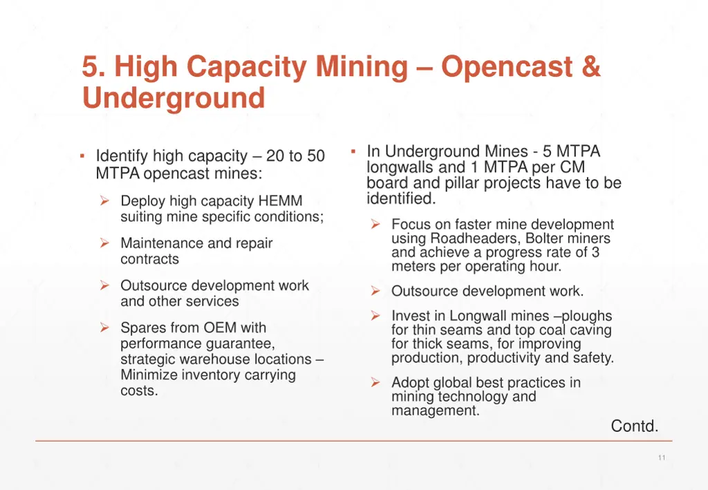 5 high capacity mining opencast underground