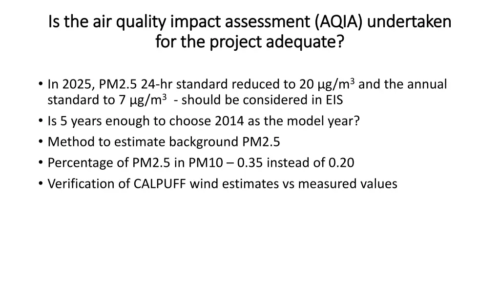 is the air quality impact assessment aqia