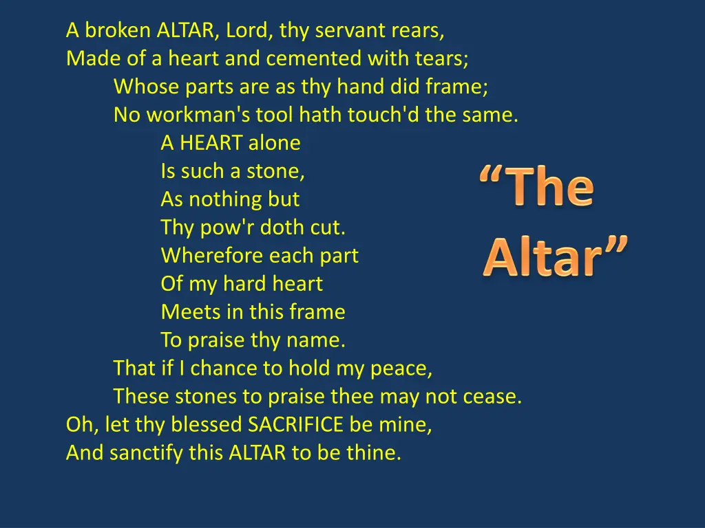 a broken altar lord thy servant rears made