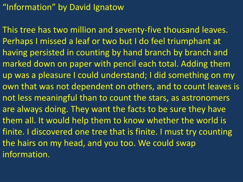 information by david ignatow