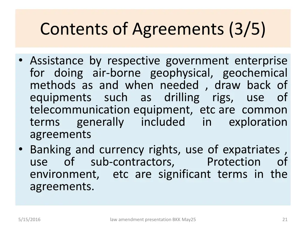 contents of agreements 3 5